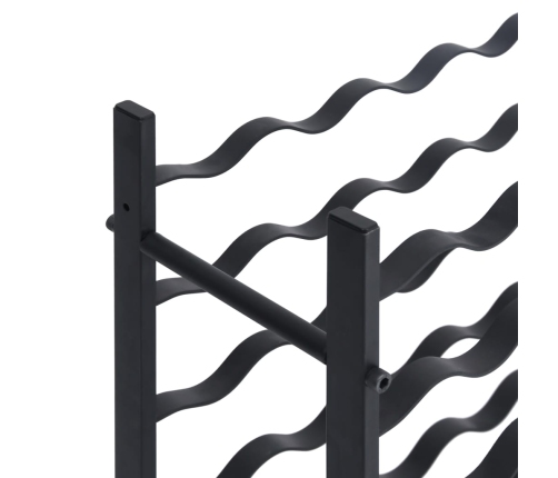 vidaXL vīna pudeļu plaukts 36 pudelēm, melna dzelzs