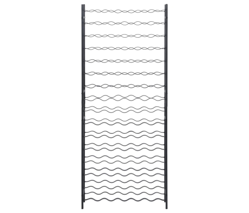 vidaXL vīna pudeļu plaukts 96 pudelēm, melna dzelzs
