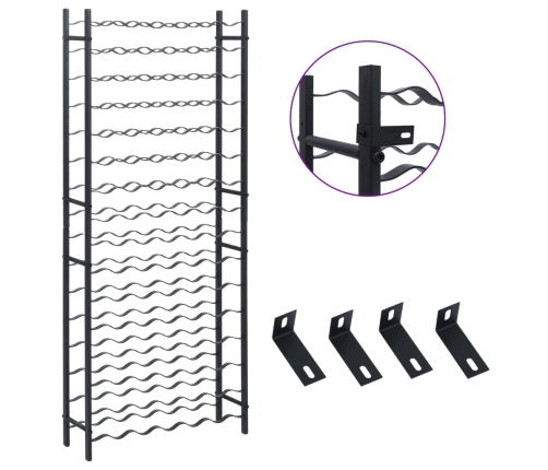 vidaXL vīna pudeļu plaukts 96 pudelēm, melna dzelzs