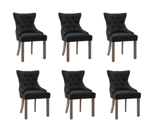 vidaXL virtuves krēsli, 6 gab., melns audums