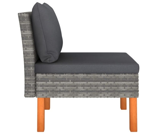 vidaXL vidējais dīvāns, PE rotangpalma un eikalipta masīvkoks