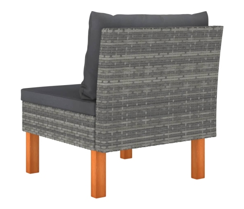 vidaXL vidējais dīvāns, PE rotangpalma un eikalipta masīvkoks