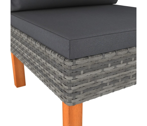 vidaXL vidējais dīvāns, PE rotangpalma un eikalipta masīvkoks