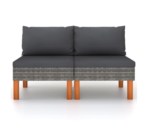 vidaXL vidējie dīvāni, 2 gab., PE rotangpalma un eikalipta masīvkoks