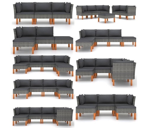 vidaXL vidējie dīvāni, 2 gab., PE rotangpalma un eikalipta masīvkoks