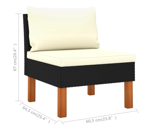 vidaXL vidējais dīvāns, PE rotangpalma un eikalipta masīvkoks