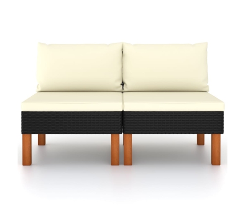 vidaXL vidējie dīvāni, 2 gab., PE rotangpalma un eikalipta masīvkoks