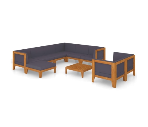 vidaXL 10-daļīgs dārza atpūtas mēbeļu komplekts, akācijas masīvkoks