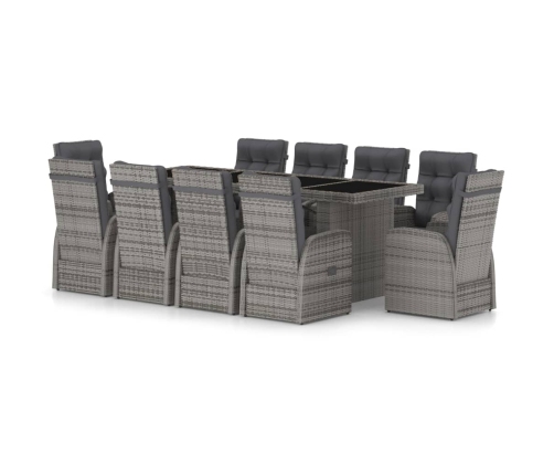 vidaXL 11-daļīgs dārza mēbeļu komplekts ar matračiem, PE rotangpalma