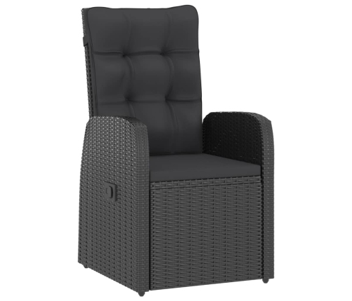 vidaXL 11-daļīgs dārza mēbeļu komplekts, matrači, melna PE rotangpalma