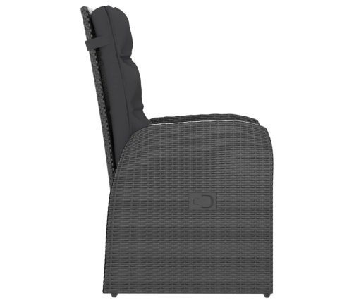 vidaXL 11-daļīgs dārza mēbeļu komplekts, matrači, melna PE rotangpalma