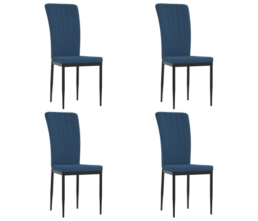 vidaXL virtuves krēsli, 4 gab., zils samts