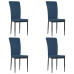 vidaXL virtuves krēsli, 4 gab., zils samts