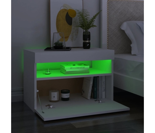 vidaXL TV galdiņi ar LED lampiņām, 2 gab., 60x35x40 cm, balti