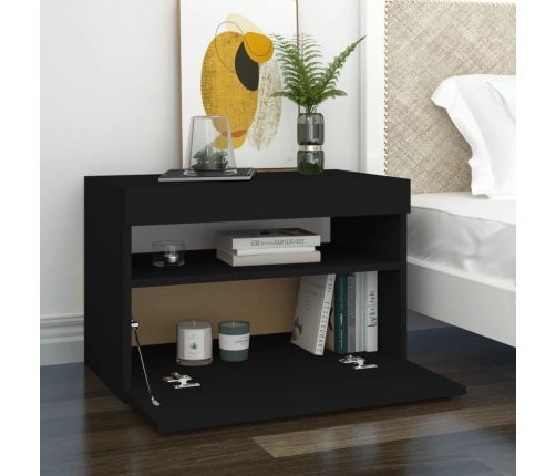 vidaXL TV galdiņi ar LED lampiņām, 2 gab., 60x35x40 cm, melni