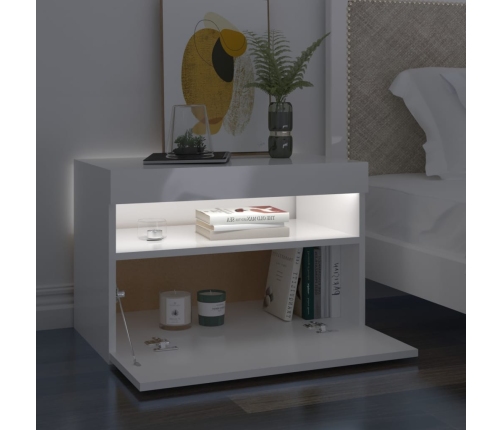 vidaXL TV galdiņi ar LED lampiņām, 2 gab., 60x35x40 cm, spīdīgi balti