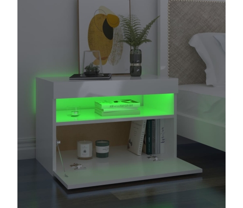 vidaXL TV galdiņi ar LED lampiņām, 2 gab., 60x35x40 cm, spīdīgi balti