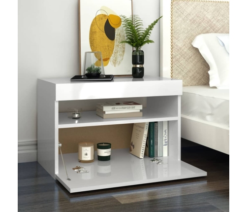 vidaXL TV galdiņi ar LED lampiņām, 2 gab., 60x35x40 cm, spīdīgi balti