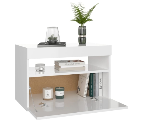 vidaXL TV galdiņi ar LED lampiņām, 2 gab., 60x35x40 cm, spīdīgi balti