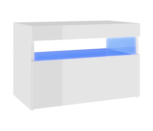 vidaXL TV galdiņi ar LED lampiņām, 2 gab., 60x35x40 cm, spīdīgi balti