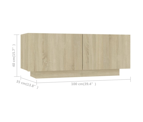 vidaXL TV skapītis, ozolkoka krāsa, 100x35x40 cm, inženierijas koks