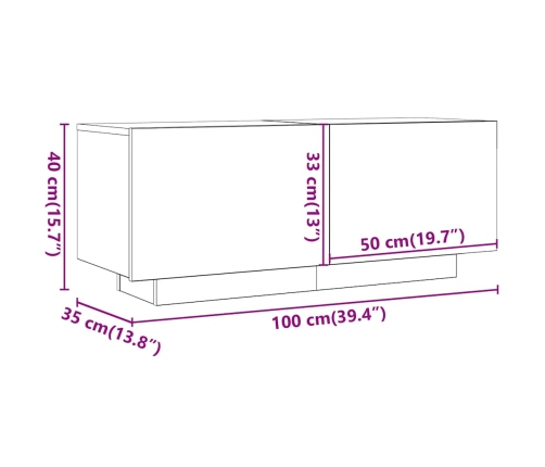 vidaXL TV skapītis, ozolkoka krāsa, 100x35x40 cm, inženierijas koks