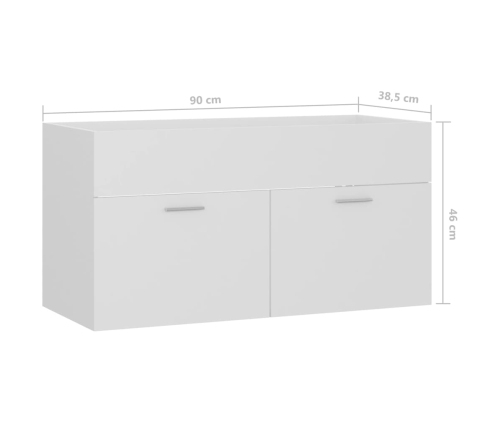 vidaXL izlietnes skapītis, balts, 90x38,5x46 cm, skaidu plātne