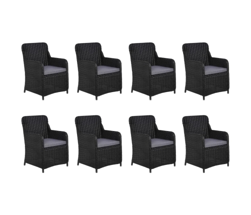 vidaXL 11-daļīgs dārza mēbeļu komplekts, melns, PE rotangpalma