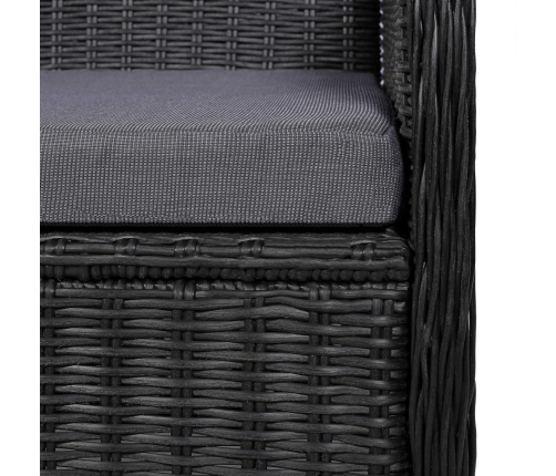 vidaXL 11-daļīgs dārza mēbeļu komplekts, melns, PE rotangpalma