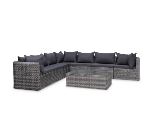 vidaXL 10-daļīgs dārza atpūtas mēbeļu komplekts, pelēka PE rotangpalma