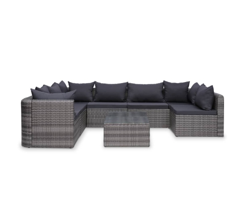 vidaXL 10-daļīgs dārza atpūtas mēbeļu komplekts, pelēka PE rotangpalma