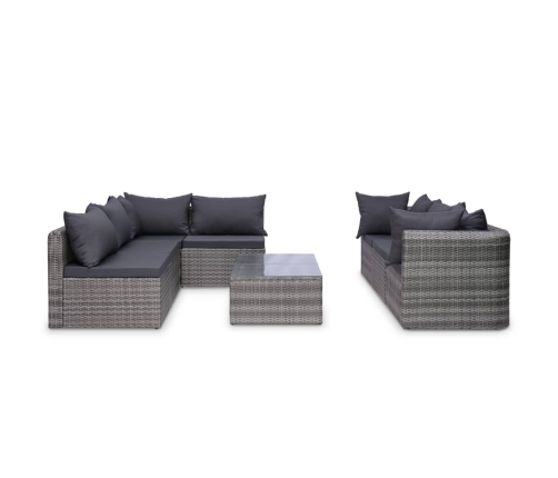 vidaXL 10-daļīgs dārza atpūtas mēbeļu komplekts, pelēka PE rotangpalma