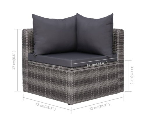 vidaXL 10-daļīgs dārza atpūtas mēbeļu komplekts, pelēka PE rotangpalma