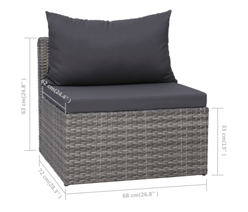 vidaXL 10-daļīgs dārza atpūtas mēbeļu komplekts, pelēka PE rotangpalma