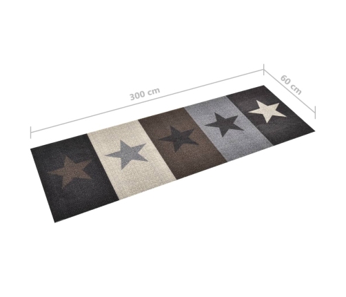 vidaXL virtuves paklājs, mazgājams, apdruka ar zvaigznēm, 60x300 cm