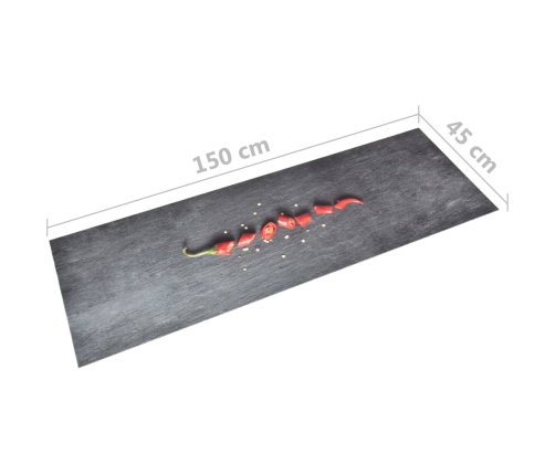 vidaXL virtuves paklājs, mazgājams, apdruka ar piparu, 45x150 cm