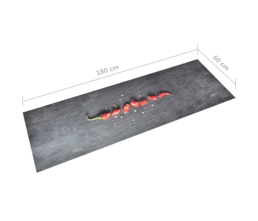 vidaXL virtuves paklājs, mazgājams, apdruka ar piparu, 60x180 cm