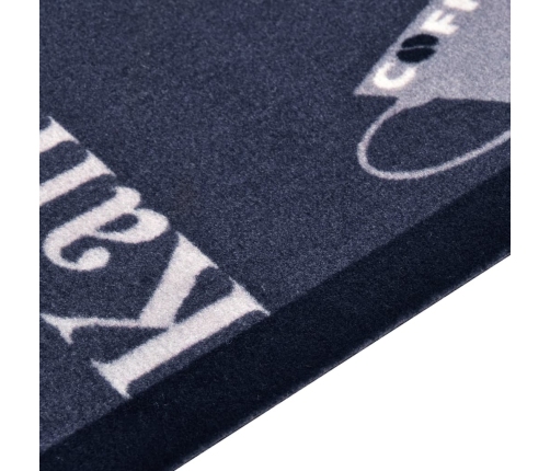 vidaXL virtuves paklājs, mazgājams, kafijas uzraksti, zils, 45x150 cm