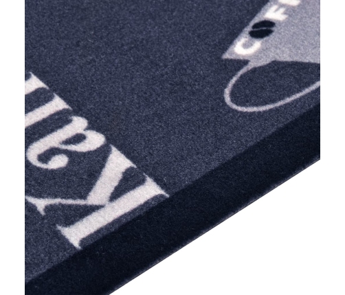 vidaXL virtuves paklājs, mazgājams, kafijas uzraksti, zils, 60x180 cm