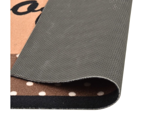 vidaXL virtuves paklājs, mazgājams, ar uzrakstiem, brūns, 60x300 cm