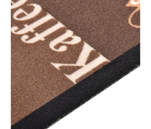 vidaXL virtuves paklājs, mazgājams, ar uzrakstiem, brūns, 60x300 cm