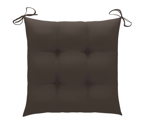 vidaXL dārza krēsli, 2 gab., pelēkbrūni matrači, masīvs tīkkoks