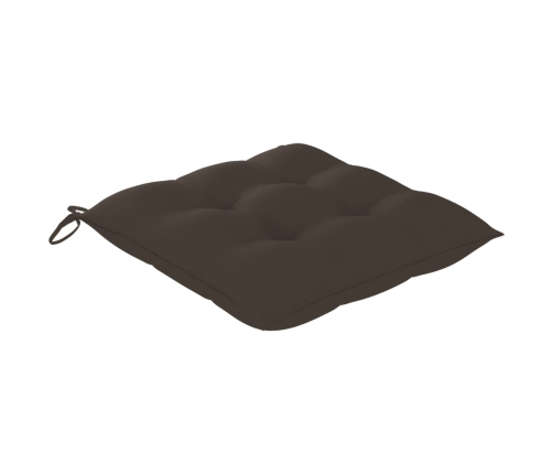 vidaXL dārza krēsli, 2 gab., pelēkbrūni matrači, masīvs tīkkoks