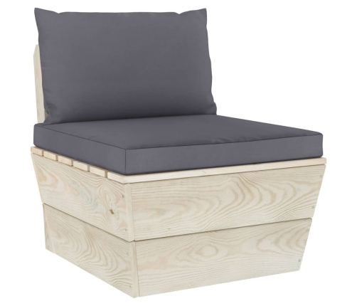 vidaXL vidējais palešu dīvāns ar matračiem, impregnēts egles koks