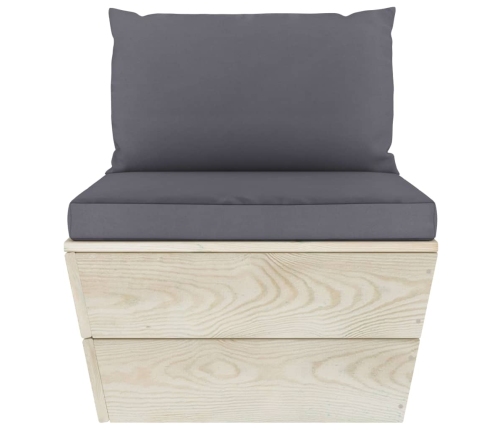 vidaXL vidējais palešu dīvāns ar matračiem, impregnēts egles koks