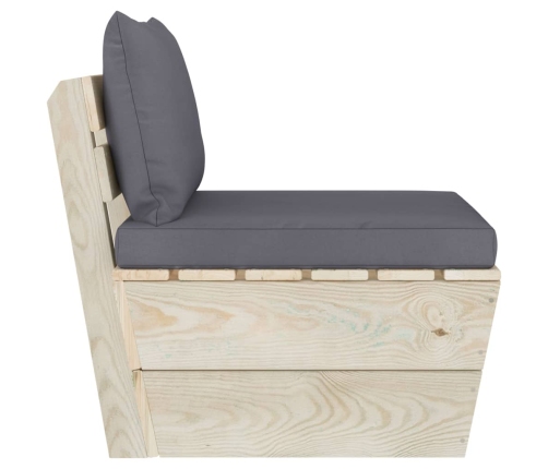 vidaXL vidējais palešu dīvāns ar matračiem, impregnēts egles koks