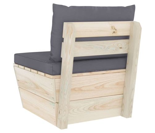 vidaXL vidējais palešu dīvāns ar matračiem, impregnēts egles koks