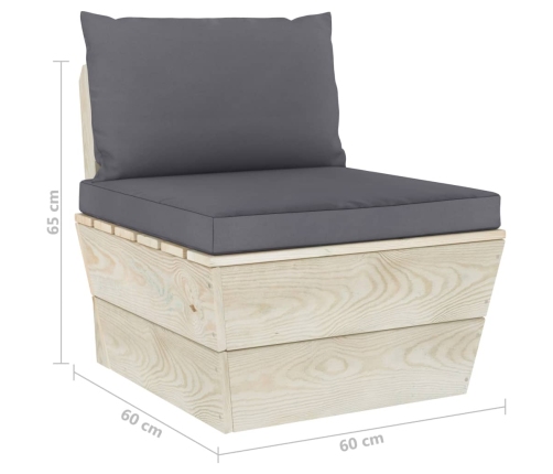 vidaXL vidējais palešu dīvāns ar matračiem, impregnēts egles koks