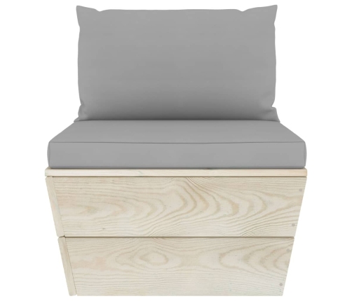 vidaXL vidējais palešu dīvāns ar matračiem, impregnēts egles koks