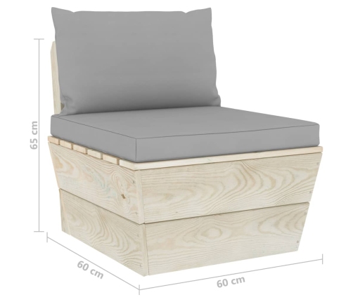 vidaXL vidējais palešu dīvāns ar matračiem, impregnēts egles koks